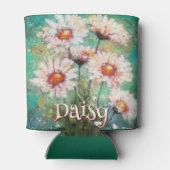 Daisies Impressionistic Floral Teal Personalized Dosenkühler (Rückseite)