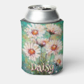 Daisies Impressionistic Floral Teal Personalized Dosenkühler (Kanne Rückseite)