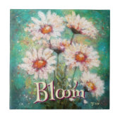 Daisies Impressionistic Floral Teal Personalized Fliese (Vorderseite)
