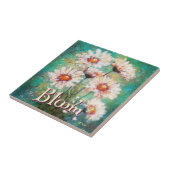 Daisies Impressionistic Floral Teal Personalized Fliese (Seite)