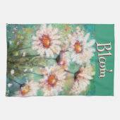 Daisies Impressionistic Floral Teal Personalized Geschirrtuch (Horizontal)