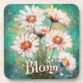 Daisies Impressionistic Floral Teal Personalized Getränkeuntersetzer (Vorderseite)