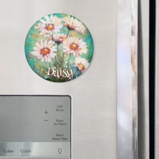 Daisies Impressionistic Floral Teal Personalized Magnet (In Situ (Kühlschrank))