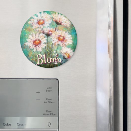 Daisies Impressionistic Floral Teal Personalized Magnet (In Situ (Kühlschrank))