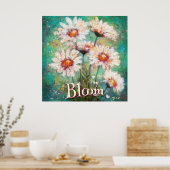 Daisies Impressionistic Floral Teal Personalized Poster (Küche)