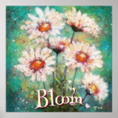 Daisies Impressionistic Floral Teal Personalized Poster (Vorne)