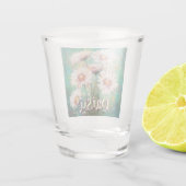 Daisies Impressionistic Floral Teal Personalized Schnapsglas (Rückseite)