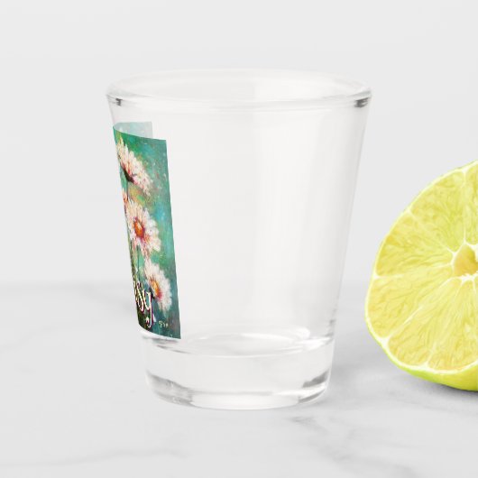 Daisies Impressionistic Floral Teal Personalized Schnapsglas (Rechts)