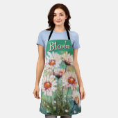 Daisies Impressionistic Floral Teal Personalized Schürze (Getragen)