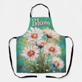 Daisies Impressionistic Floral Teal Personalized Schürze (Vorderseite)