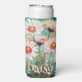 Daisies Impressionistic Floral Teal Personalized Selters Dosenkühler (Seltzer Rückseite)