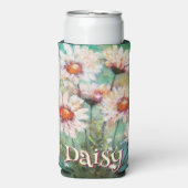 Daisies Impressionistic Floral Teal Personalized Selters Dosenkühler (Seltzer Vorderseite)