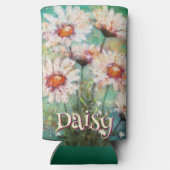 Daisies Impressionistic Floral Teal Personalized Selters Dosenkühler (Rückseite)