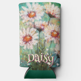 Daisies Impressionistic Floral Teal Personalized Selters Dosenkühler