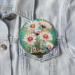 Daisies Impressionistischer Floral Türkis Personal Button