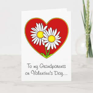 Daisies in a Heart Valentine Großeltern Feiertagskarte