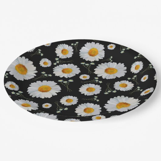 Daisies in Black Pappteller (Schrägansicht)