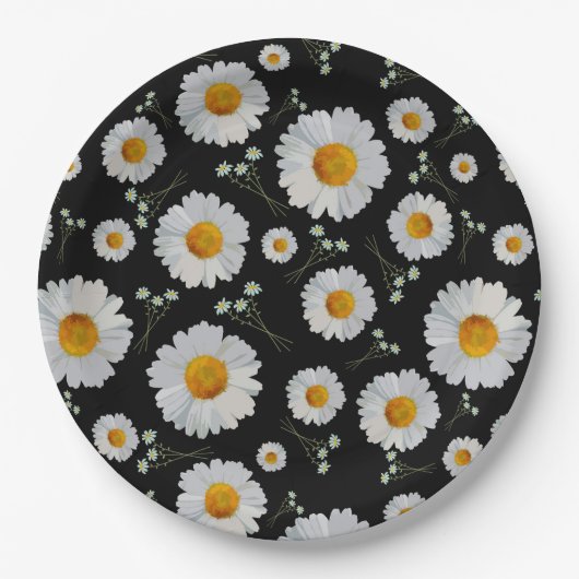 Daisies in Black Pappteller (Vorderseite)