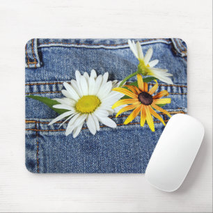 Daisies in Blue Jean Pocket Mousepad