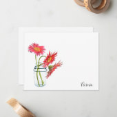 Daisies in einem Mason Jar Personalisierte Mitteil Mitteilungskarte (Vorderseite/Rückseite Beispiel)