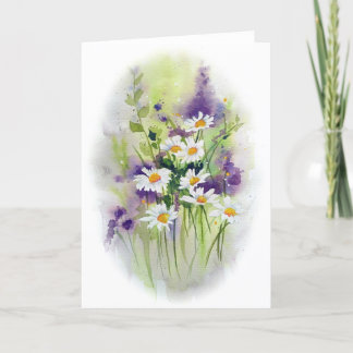 Daisies in Heather Greeting Card Karte