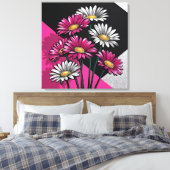 Daisies in Pink and White  Leinwanddruck (Insitu (Schlafzimmer))