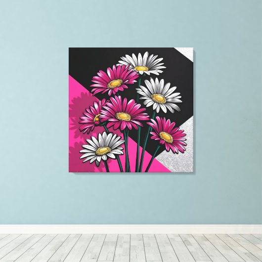 Daisies in Pink and White  Leinwanddruck (Insitu (Holzboden))