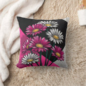 Daisies in Pink and White Throw Cushion Kissen (Decke)