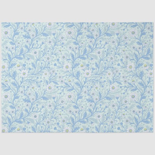 Daisies in white and blue on sea glass seidenpapier (Vorderseite)