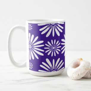 Daisies Lila weißes Blumenmuster Kaffeetasse