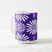 Daisies Lila weißes Blumenmuster Kaffeetasse (Vorderseite Links)