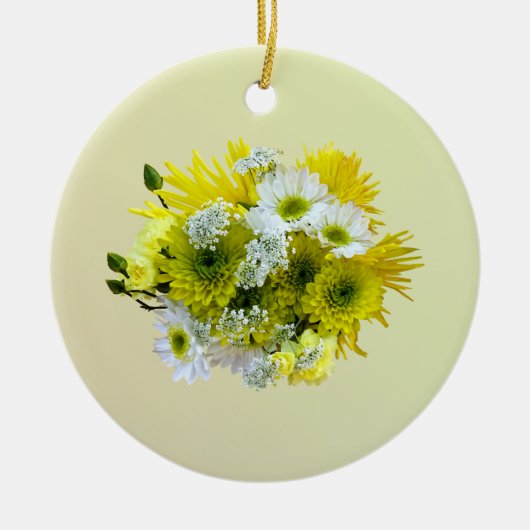 Daisies, Mama und Königin Anne's Lace Bouquet Keramik Ornament (Vorne)