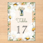 Daisies Mason Jar Wedding Acrylic Table Number Acryleinladungen (Vorderseite)