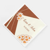Daisies Modern Rust Ivory Wedding Paper Napkins Serviette (Ecke)
