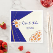 Daisies Moderne Hochzeit in Navy und Gold Serviette (Beispiel)