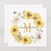 Daisies Monogram Mitteilungskarte (Vorne/Hinten)