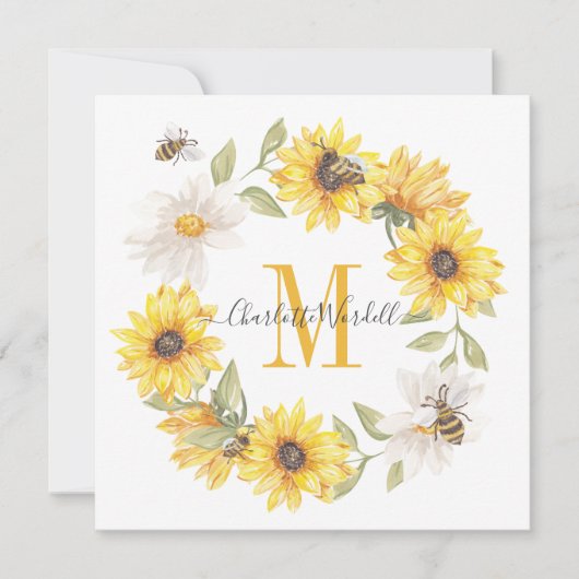 Daisies Monogram Mitteilungskarte (Vorderseite)