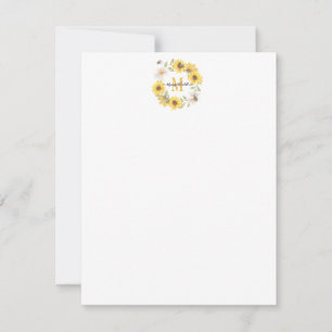 Daisies Monogram Note Card Mitteilungskarte