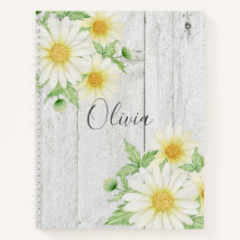 Daisies Name Rustic Wood Notizblock