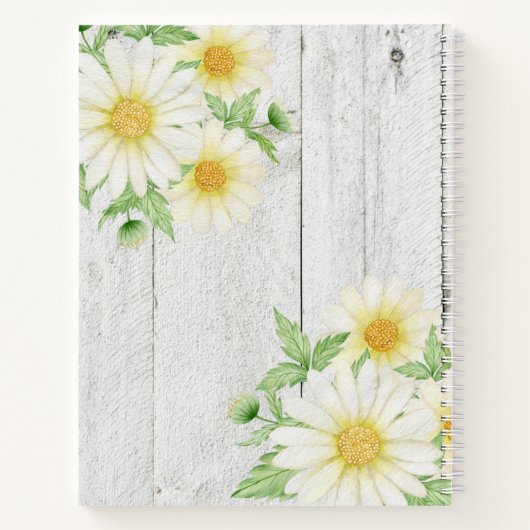 Daisies Name Rustic Wood Notizblock (Rückseite)