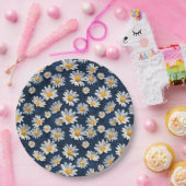 Daisies on Blue Denim Birthday  Pappteller (Party)