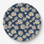 Daisies on Blue Denim Birthday  Pappteller (Vorderseite)