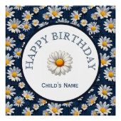 Daisies on Blue Denim Birthday  Poster (Vorderseite)