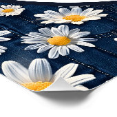Daisies on Blue Denim Birthday  Poster (Ecke)