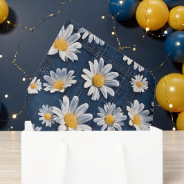 Daisies on Blue Denim Birthday Seidenpapier