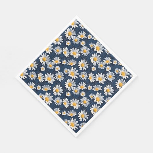 Daisies on Blue Denim Birthday  Serviette (Ecke)