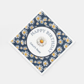 Daisies on Blue Denim Birthday Serviette (Ecke)