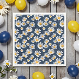 Daisies on Blue Denim Birthday Serviette