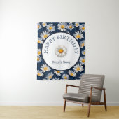 Daisies on Blue Denim Birthday  Wandteppich (Beispiel)