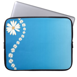 Daisies on Blue Laptop Computer Sleeve